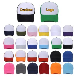 100pcs Customized Logo Mesh Baseball Caps Men Women 5 Panel Cheaper Trucker Hats Sports Team Snapback Caps Summer Sun Dad Hat