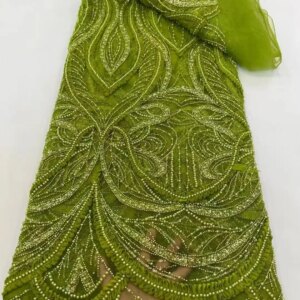 African Lace Fabric 2025 Sequins Beaded Embroidery Groom Nigerian Bridal High Quality French Tulle Lace Fabric For Wedding