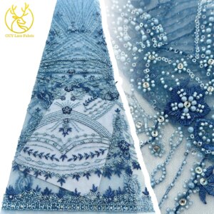 New Design African Beaded Groom Embroidered Lace Fabric 2025 Premium French Nigerian Sequined Lace Fabric Ladies Evening Dress