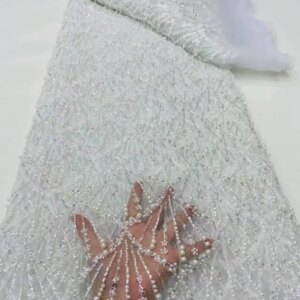 Luxury African Sequins Beaded Lace Fabric 2025 High Quality Groom Nigerian Wedding Bridal Embroidery French Tulle Sewing