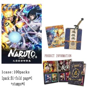 Wholesales Naruto Collection Cards Stamps Collection Series Wave 1 Blind Box Bi-Fold Page Anime Playing Cards Games Kids Toy