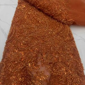 African Beaded 2025 High Quality Nigerian Sequins With Pearl Lace French Tulle Lace Fabric For Party Dress Sewing