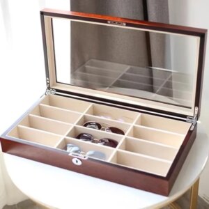 Wooden Glasses Case Sunglasses Storage Box Large Capacity Men Women Glasses Jewelry Display Boxes Desktop Accessory Organizer