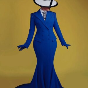 Bespoke Women Suits Skirt Slim Fit Peak Lapel Double Breasted Unique Fashion Modern Business Office Women Outfits Customized