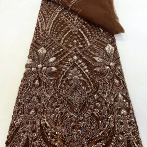 Luxurious Nigerian African Heavy Beaded Lace Fabric High Quality Sequins Embroidery African French Lace Fabric For Sewing Dress