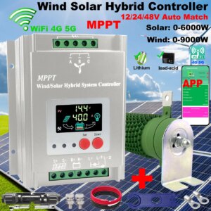 5000W WIFI MPPT Wind Solar Hybrid Controller Regulator Auto Match 12V 24V 48V Wind 9000W PV 5000W Optional wifi Android APP