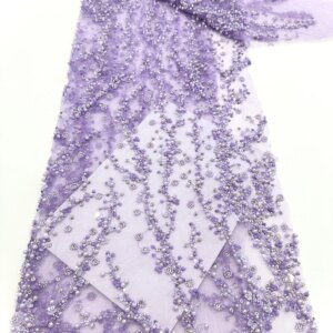 2025 Nigerian Handmade Beaded Lace Fabric High Quality Sequins Beaded Embroidery African French Lace Fabric Dress