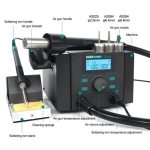 QUICK Hot Air Gun Precision Soldering Station, Automatic Sleep LCD Digital Display, Smart Welding Tool, 2 in 1, 8786D +