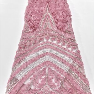 Pink Nigerian Beaded French Mesh Lace With Sequins High Quality 2025 Embroidery Lace Sequins Lace For Wedding Dresses Women