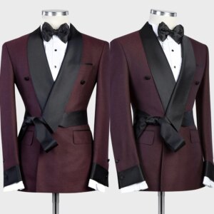 Classic Men Suits Double Breasted Tailor-Made Black Collar 2-Pieces Wedding Suit Designer Formal Occasion Suits Size Customized
