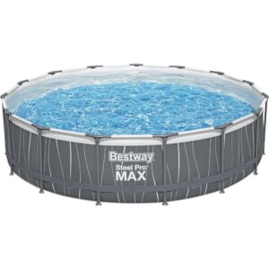 Steel Pro MAX Above Ground Swimming Pool (15′ x 42″) | Round Outdoor Backyard Family Pool with Color-Changing Pool Liner | Feat