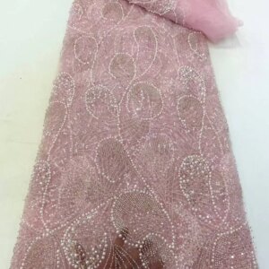 Luxury Sequins Lace Fabric 2025 High Quality French African Net Beaded Lace Fabric Nigerian Embroidery Fabric For Wedding Party