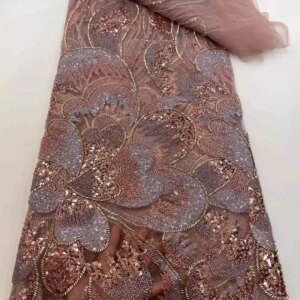 Africa Nigerian Beaded French Mesh Lace With Sequins High Quality 2025 Embroidery Lace Sequins Lace For Wedding Dresses Women