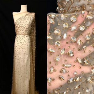 African Lace Fabric 2025 Handmade Beaded Lace Fabric France Sequins Nigerian Embroidery Bridal Mesh Lace Fabric For Sewing