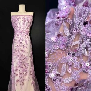 Purple African Beads Groom Tulle lace Fabric 2025 High Quality Sequins Embroidery French Tulle Laces For Nigeiran Party Dress