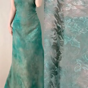 New 23-momommee perforated flower rose red gauze silk fabric cheongsam dress set