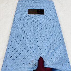 Swiss Voile Lace 2024 African Polish Lace Fabric Blue 5 Yards Swiss Lace Fabric Soft 100% Cotton Satin Fabric For Men