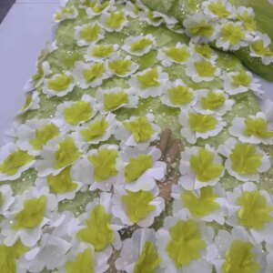 African 3D Flower Lace Fabric 2025 High Quality Beaded Lace Fabric Nigerian Sequins Lace Fabrics French Mesh For Sewing KB4926