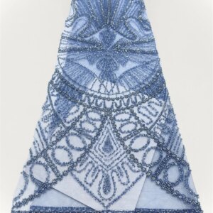 beaded African Lace Fabric 2025 Sequins Tulle Evening Dresses for Women Embroidery French Fashion Mesh Fabrics Cloth Sewing