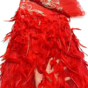 2025 New Design 3D Feather African Tulle Lace Fabric High Quality Lace With Beaded And Sequins Nigerian Lace Fabric For Dresses