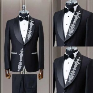 Classic Men Wedding Suit Single Breasted Tuxedos For Male Shawl Lapel Groom Wear 2Pcs Jacket Pants Customized
