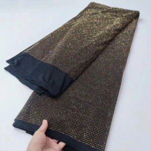 17 Colors Rhinestone Elastic Net Party Dresses Colorful Dubai Stone Beaded Lace Fabric High Quality 2025 Mesh For Sewing KB1673