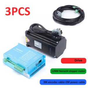 3 Axis Nema 34 12Nm Closed Loop Stepper Hybrid Servo Motor Kit