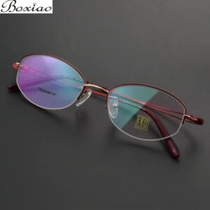 High-quality Pure Titanium Women’s Half-frame Ultra-light Myopia Optical  Women’s Red Small Face Small  Lentes Aesthetic Hombre