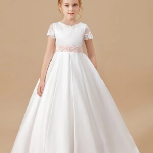 Ivory V-neck decal lace flower girl dress girl dress lace dress bohemian style first communion dress custom dress