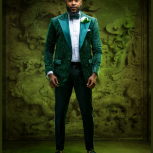 Velour Fabric Man Wedding Suits Groom High Quality 2 Pieces Solid Color Hot Fit Crystal Formal Business Evening Party Customized