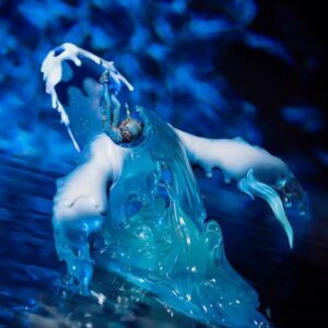 Sank Toy Sank The Child Whale Fall Series Blue Resin Painted Collection Figurine Model Statue
