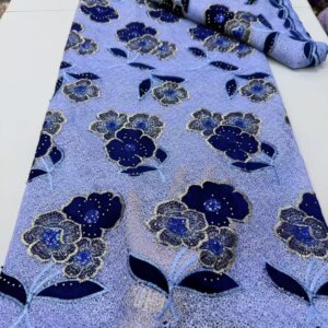 French Sequins Flocking Velvet Lace Fabric 2025 High Quality African Velvet Lace Fabric For Women Luxury Party Dresses 5 A1139-1