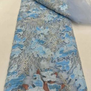 African Sequence Lace Fabric Luxurious Women’s Evening Dresses Glitters Beads Tulle Lace Fabrics Embroidery For Sewing KB4720