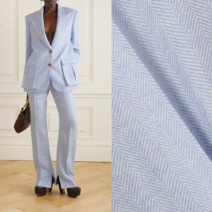 Sky Blue 2 Pieces Customized Women Suits Nocthed Lapel Single Breasted Ladies Work Wear Stripe Classic Fit  Party Outfits