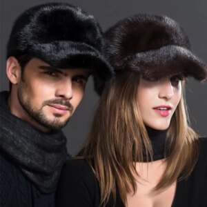 Fluffy Pure Mink Fur Cap Hats Men’s Autumn And Winter Korean Version Plush Pilot Hat Female Blogger Cycling Cold Hat