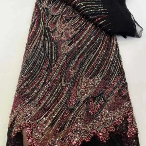 2025 French Heavy Beaded Lace Fabric, African Sequins, Groom Lace,Fabrics for Nigerian Wedding Party Dress Sewing, High Quality,