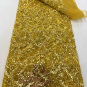 African Lace Fabric 2025 Sequins Beaded Embroidery Groom Nigerian Bridal High Quality French Tulle Lace Fabric For Sewing