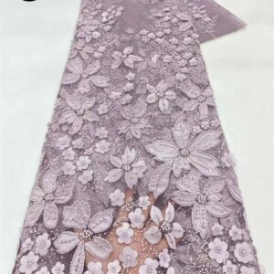 2025 African Mesh Lace Sequin High-Quality French Lace Fabric, Beaded Nigerian 3D Embroidery Chiffon Lace Fabric Wedding Dress