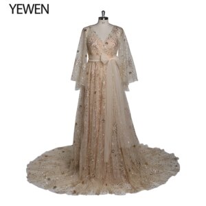 Sparkle Stars Maternity Photoshoot Dresses with Lining Long Gown for Photo Shoot Baby Shower Dress for Pregnant Women YW21004