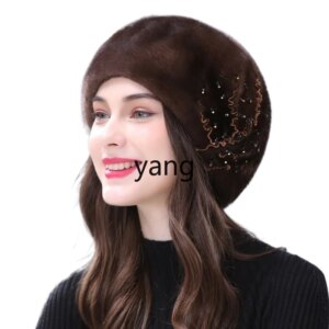 LMM Ladies Winter Warm Ear Protection Winter Mink Fur Bere Fashion Mink Hat