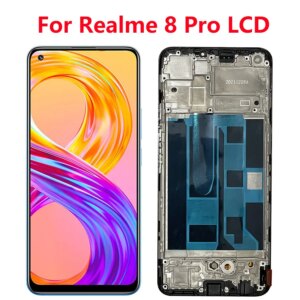 6.4”Super AMOLE Original For Realme 8 Pro LCD Display Screen Touch Panel Digitizer Replacement Parts For Realme 8 With Frame