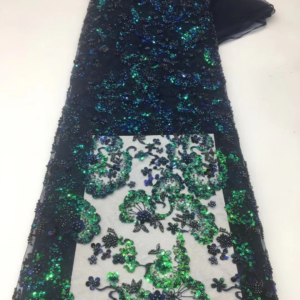 2025 African French Handmade Beaded Lace Fabric Sewing Sequins Embroidery Nigeria Net Lace Fabric for Women Wedding