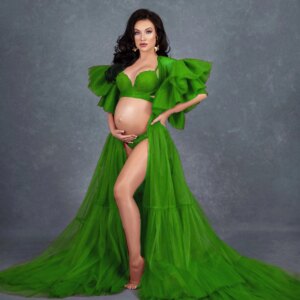 Sexy Dark Red Maternity Dress for Baby Shower Ruffles Sleeve Pregnant Women Gowns Pregnancy Prom Dress Party Robe Photoshoot