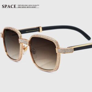 7550180 new handmade white diamond Natural Buffalo Horn optical frame Advanced square women’s diamond-encrusted sunglasses