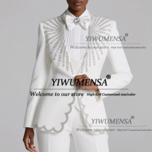 Glittering Beaded Stones Suits Women Formal Wedding Guest Party 2 Pieces Mother Of The Bride Dress Customuzed Ladies Clothing