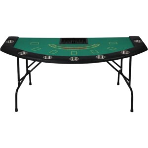 7 Player Blackjack Table with Folding Legs 71” Casino Game Table Removable Metal Cup Holder Green Felt