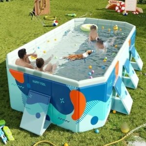 Foldable Swimming Pool Non-Inflatable Pool,Hard Plastic Shell Portable Pool,Dog Pool,Pools for Backyard and Garden
