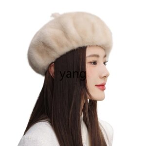 LMM mink leather beret women’s autumn and winter mink hat whole mink ear protector fashion