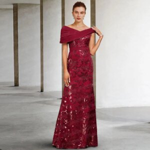 Customized Red Sequin Lace Mother Of The Bride Dress Sleeveless Floor Length Wedding Guest Party Gown For Woman Vestidos Madrina