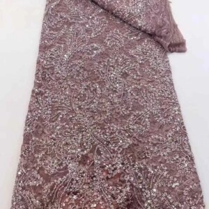 2025 New African French Elastic Nigerian Lace Fabric With Beads Sequins Mesh for Embroidery Wedding Party Bride Sewing Dress